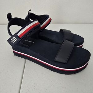 Tommy Hilfiger Sandals with Red and White Stripes Size 8